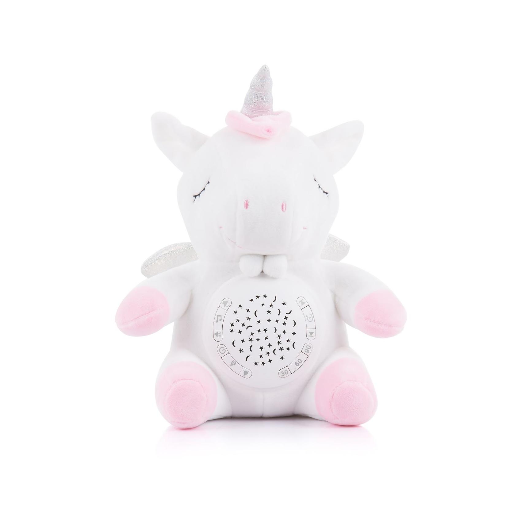 Chipolino Musik Plüschtier Einhorn 12 Melodien, Projektor mit zwei Figuren Timer rosa