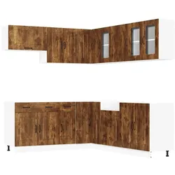 vidaXL 11-tlg. Küchenschrank-Set Kalmar Räuchereiche Holzwerkstoff