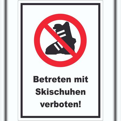 HB-Druck Betreten mit Skischuhen verboten Aufkleber A5 (148x210mm)
