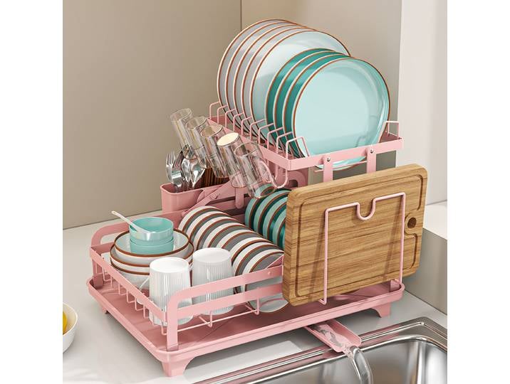 Égouttoir à vaisselle, égouttoir à vaisselle de cuisine, égouttoir à vaisselle de grande capacité à 2 niveaux pour comptoir de cuisine, organisateur de rangement de cuisine