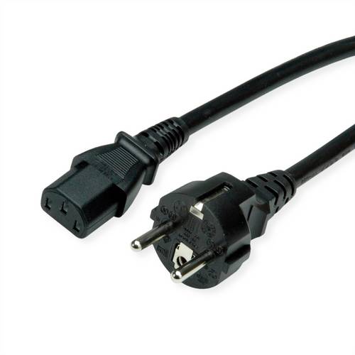 Roline Netzkabel, IEC-Buchse & CEE7/7-Stecker gerade, schwarz, 3m