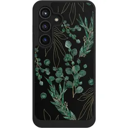 Nivocase Hülle für Samsung Galaxy S24 Handyhülle NIVOcore Case Schwarz Blätter Natur Eukalyptus (Samsung Galaxy S24), Smartphone Hülle, Schwarz