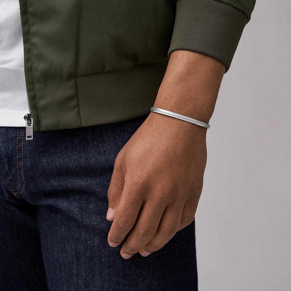 Jonc Fossil En Acier Homme