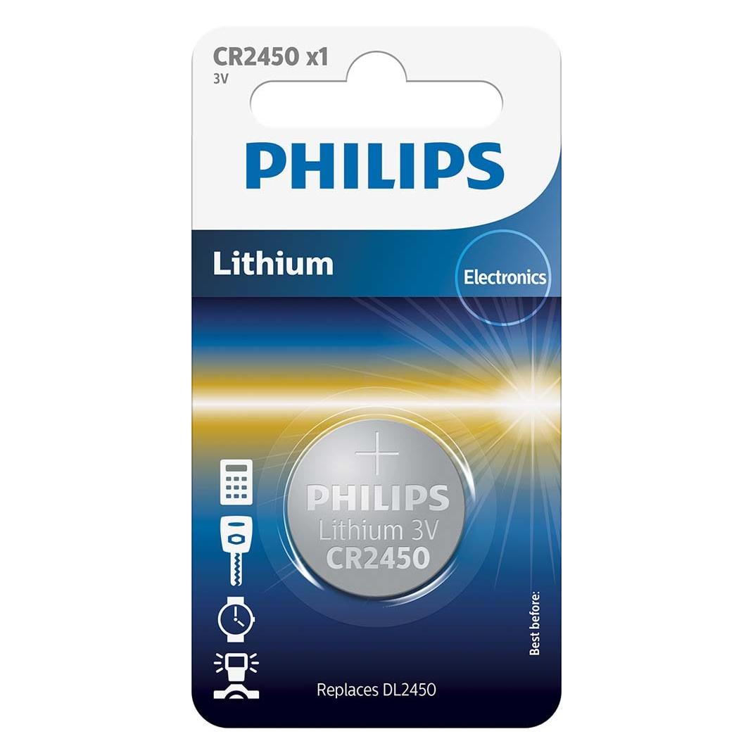 Philips Lithium CR2450 (1 Stk., CR2450, 600 mAh) (Phil-CR2450/10B)