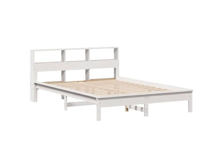 KTHLBRH Weißes Bett 140 x 200 cm Massivholz Kiefer Inklusive Lattenrost, Kopfteil, Kapazität 180 kg, robuste Konstruktion