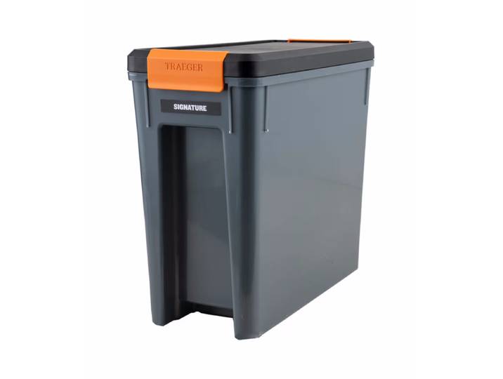 Traeger Pellet Storage - Bin & Lid Pelletbehälter – Grill Ablage/Grill Rollwagen/Grill Erweiterung – grau