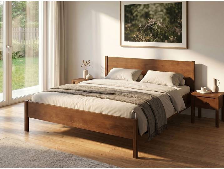 Bett Kernbuche Dunkel „Flora“ 200 x 190 cm Massivholz Buche Dunkel