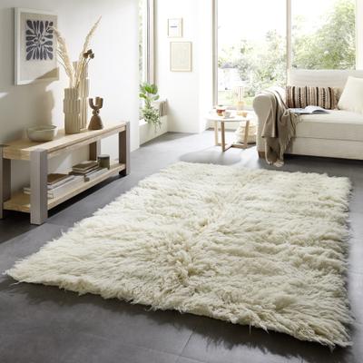 Wollteppich THEKO "Flokos 2, handgewebt", beige (natur), H:70mm Ø:70cm, Wolle, Teppiche, original griechischer Flokati, Hochflor, reine Wolle, auch in rund