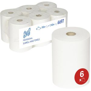 Scott Handtuchrollen Slimroll 6697, 1-lagig, Airflex, weiß, 19,8cm x 190m, 6 Rollen