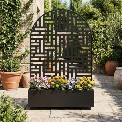 Lumibee Outdoor Patio Arch Privacy Fence Screen Planter Box with Trelli