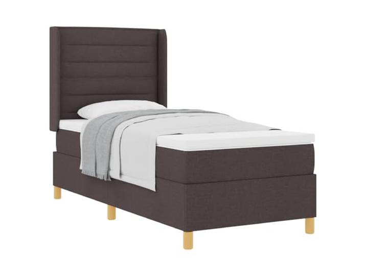 KKgypkn Boxspringbett mit mittelharter Matratze 100x200 cm, Dunkelbraun, Stoff, mit verstellbarem Kopfteil