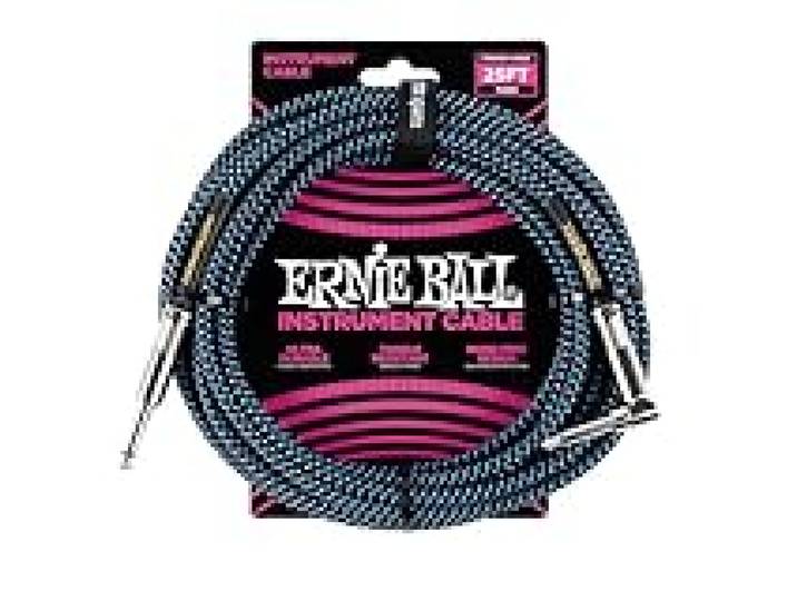 Ernie Ball Câble d'Instrument Tressé Droit/Coudé 7.5m - Noir/Bleu
