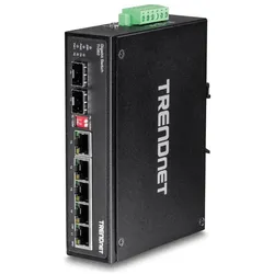 Trendnet Industrie Switch 6 Port Gbit IP30 Metall (7 Ports), Netzwerk Switch, Schwarz