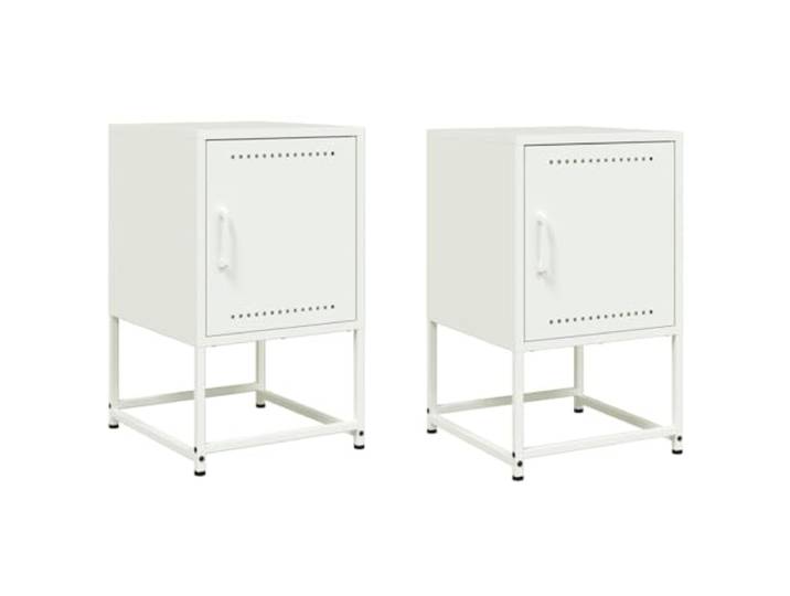 Heofavd Nachttisch 2er Set Weiß 36x39x60,5 cm Beistelltisch Stahl