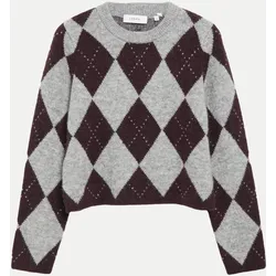 Strickpullover mit Rautenmuster Grau 44
