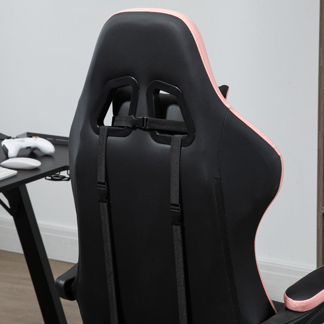 Metro Racing Style Gaming Chair with Reclining Function, White and Pink Black/Pink 65cm W X 65cm D