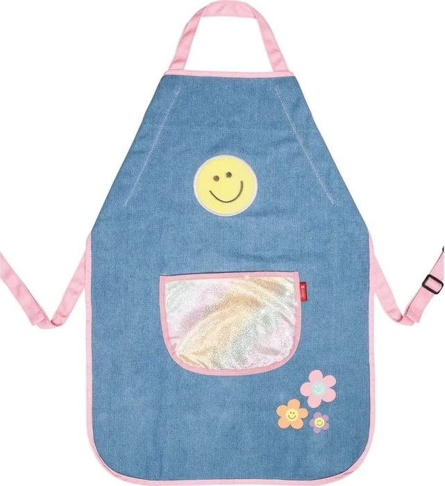 BRUNNEN Mädchen Kinder Malschürze Happy Hippie blau Einheitsgröße 1 St.