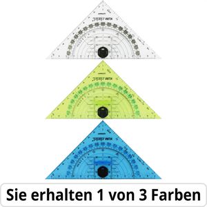 Kum Geodreieck Circlet 293 C, 2091201, 16 cm Hypotenuse, Acrylglas, mit Griff, bruchsicher