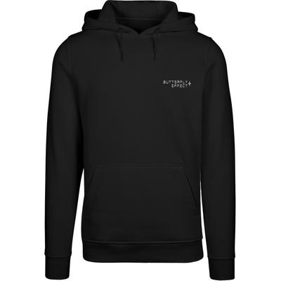 Kapuzenpullover MISTERTEE "MisterTee Butterfly Effect Hoody", Herren, Gr. XS, schwarz, 65% Baumwolle, 35% Polyester, mehrfarbig, normal, ohne Ausschnitt, Pullover Kapuzenpullover