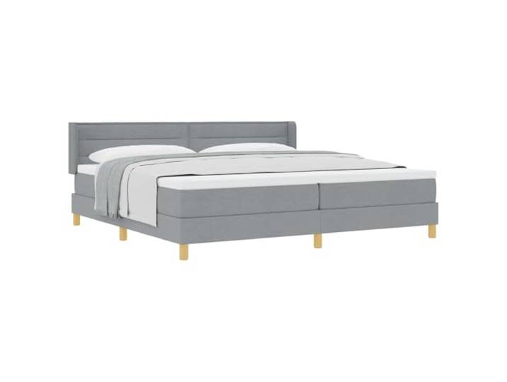 PUGYNBK Boxspringbett, Hellgrau, 200 x 200 cm Verstellbares Kopfteil, Lattenrost, massives Kiefernholz, atmungsaktives Polyester