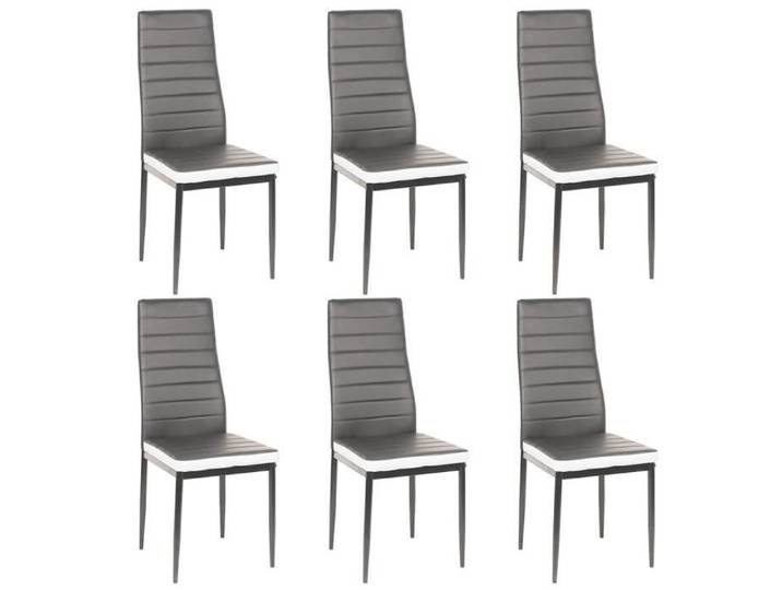 Lot de 6 chaises de cuisine Romane sièges de salle à manger grises et blanches - Hauteur 45 cm