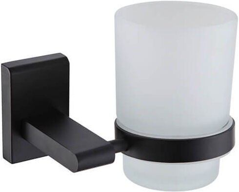 Showerdrape Unity Black Stainless Steel & Frosted Glass Wall Mounted Toothbrush Holder