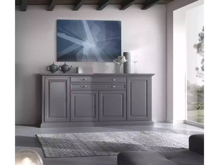JVmoebel Sideboard Grau-satinierte Holzkommode im klassischen Art Deco-Design (1 St., Sideboard), Made in Europa