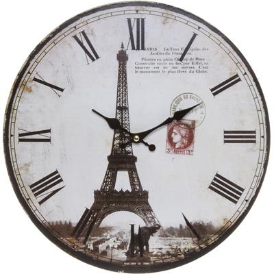 Wanduhr "Eiffelturm II", beige (weiß), B:33,8cm H:4cm T:4cm, MYFLAIR MÖBEL & ACCESSOIRES, Wanduhren, Wanduhr, römische Ziffern, 33,8 cm