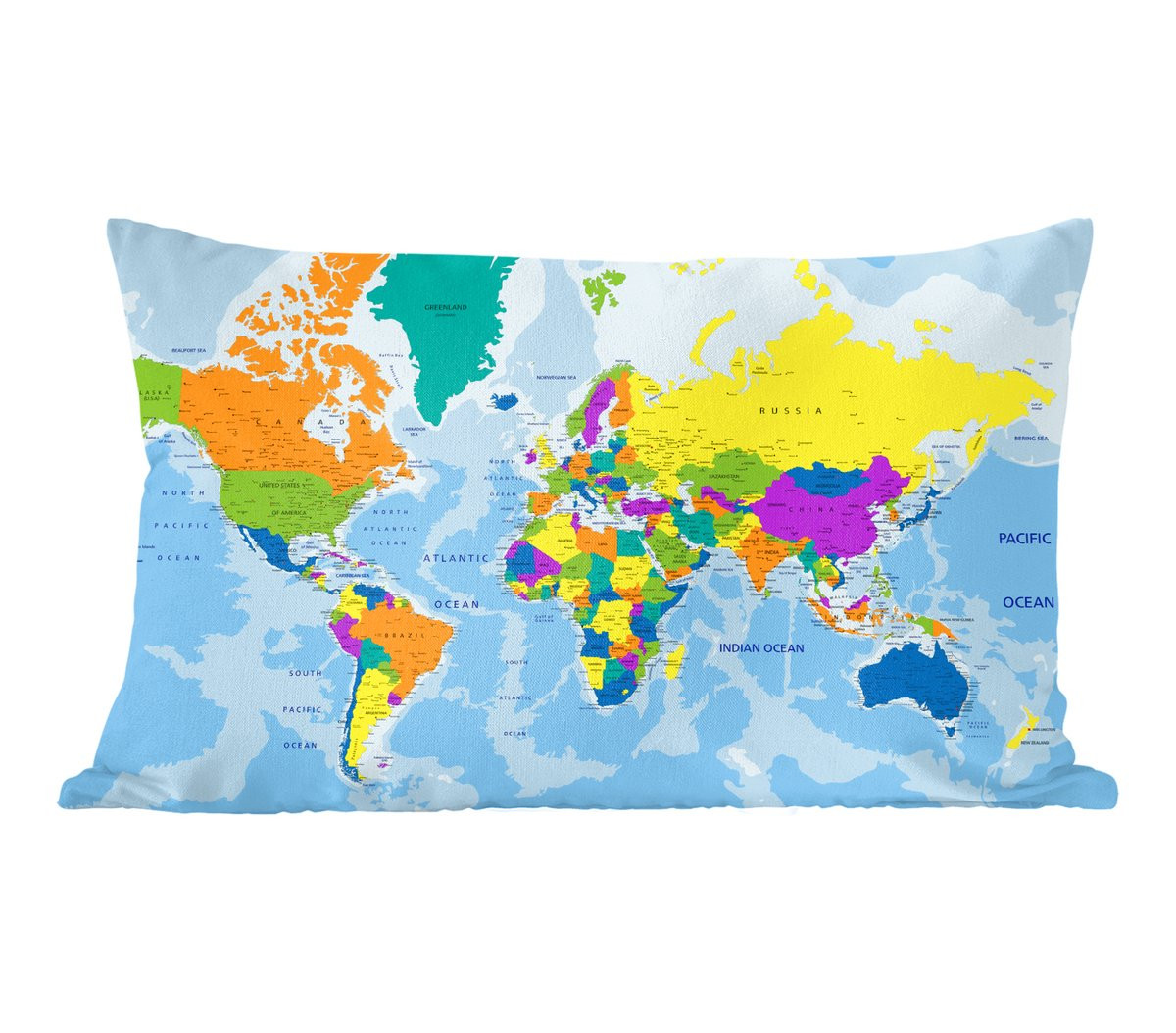 Katoenen sierkussen met wereldkaart print - 60 x 40 cm