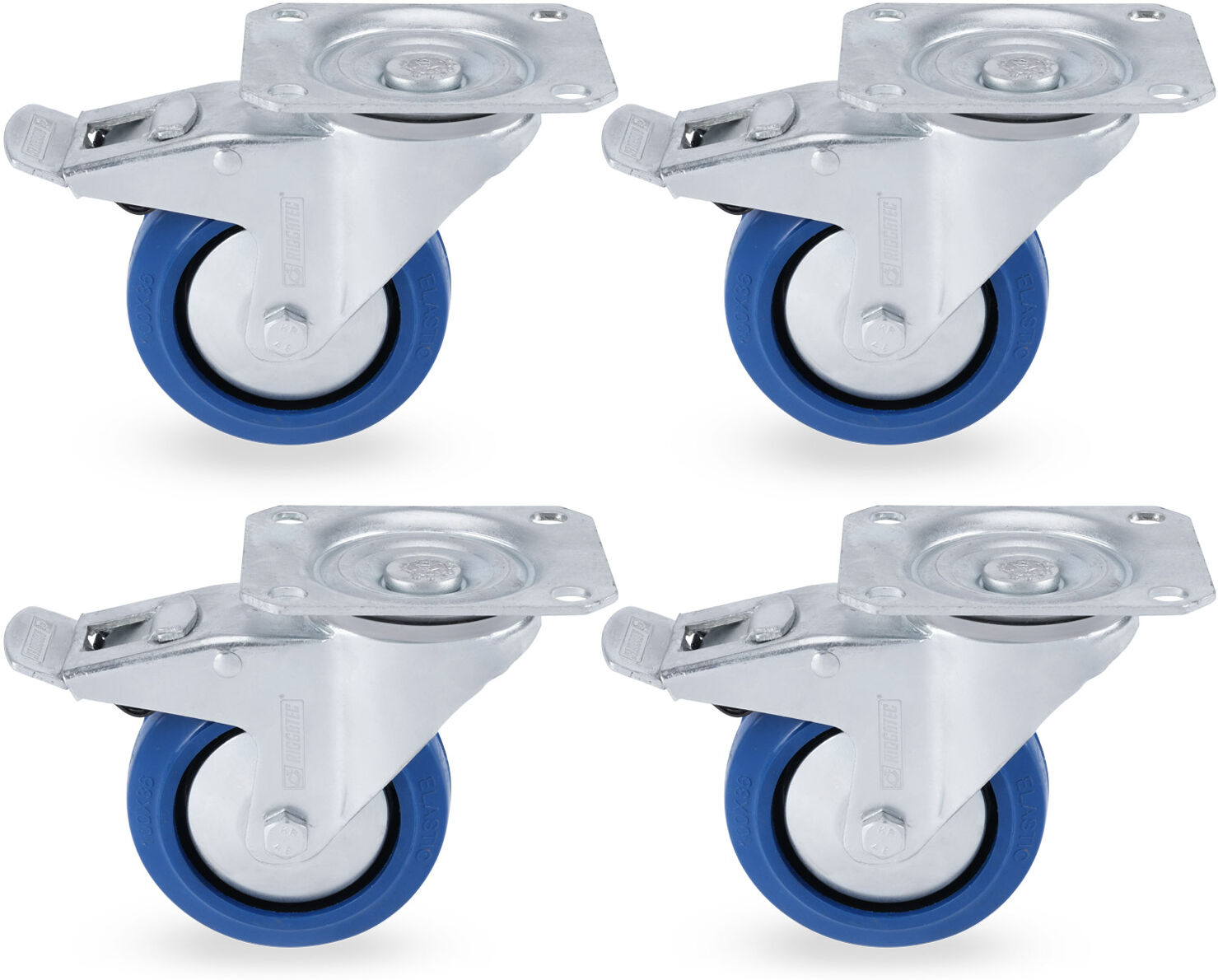 Riggatec Lenkrollensatz 100mm Blue Wheel 4x Mit Bremse