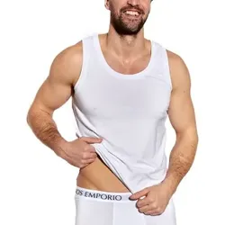 Panos Emporio Bamboo Tank Top Weiß Medium Herren
