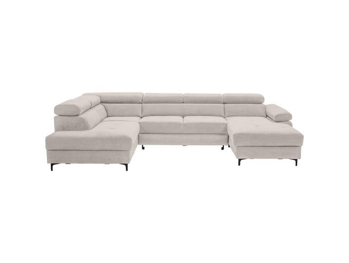Stylife Wohnlandschaft Combo, Hellgrau, Metall, 5-Sitzer, Ottomane links, U-Form, 333x206 cm, Made in EU, Liegefunktion, Rücken echt, Wohnzimmer, Sofas & Couches, Wohnlandschaften, Wohnlandschaft U-Form