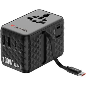 Verbatim Reiseadapter Charge n Travel, GaN III, 100W, weltweit, für über 180 Länder, USB-A, USB-C