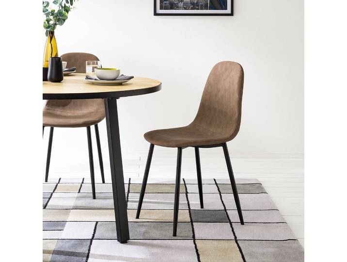 Polsterstuhl Iskmo VII 44 x 87 x 53cm 4er Set Beige/Braun