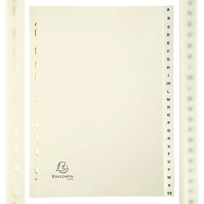 Exacompta 1124E 10x Register mit bedruckten Taben aus Karton 155g/qm, 24 Positionen Taben A-Z, für Format DIN A4 - Elfenbein