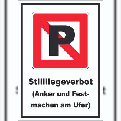 HB-Druck Liegeverbot für Wasserfahrzeuge Symbol und Text Halten verboten A0 (841x1189mm)