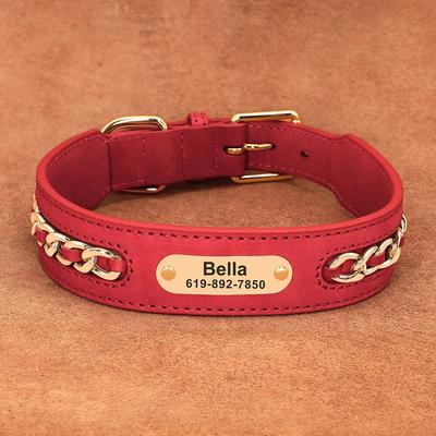 Happy Pet Pantry Custom Leather Dog Collar Accessories With Personalized ID Tag For Small, Medium & Large Dogs M 3