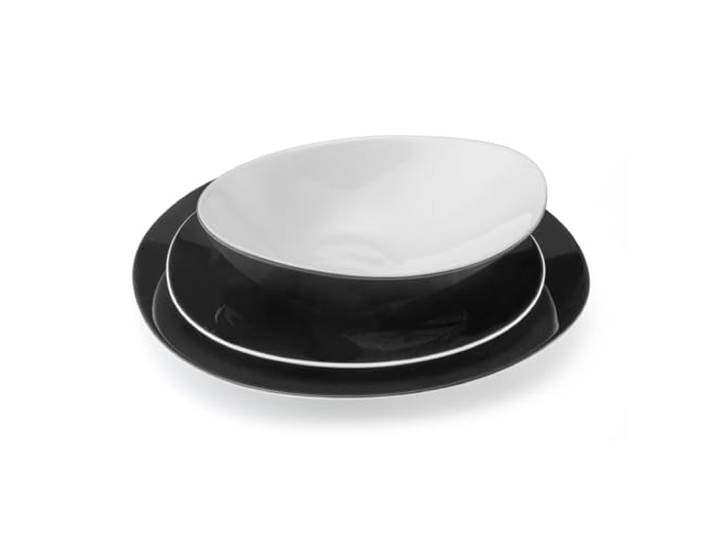 Médard de Noblat Sven service 18 assiettes\, porcelaine\, couleur noir