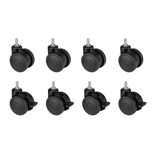 Oplite Castor Wheel GTR S8 Set van 8 vergrendelbare wielen voor racecockpit, zwart