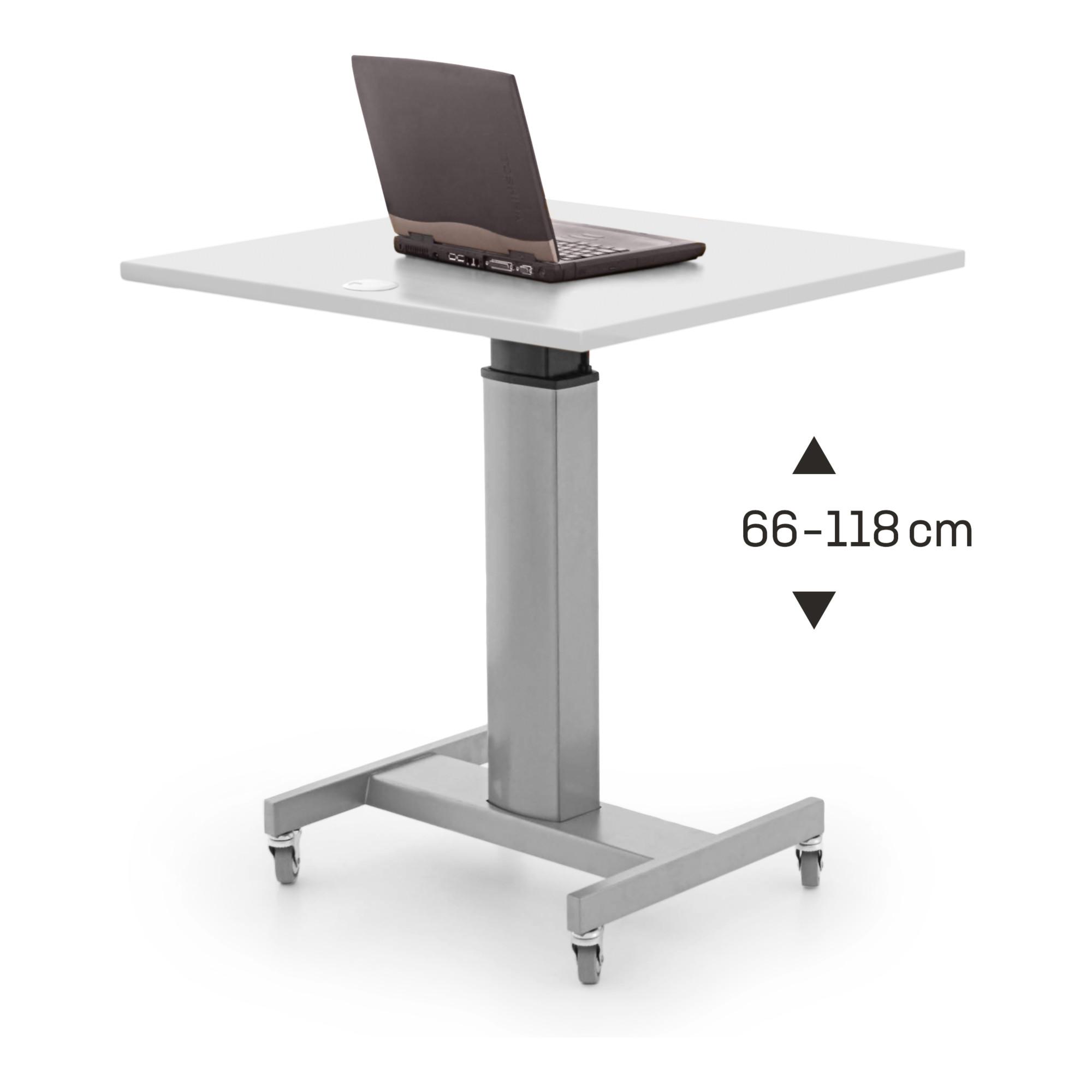 STIER Elektrisch höhenverstellbarer Steh-Tisch 80x60cm, Weiß mel., 68-120cm (905449)