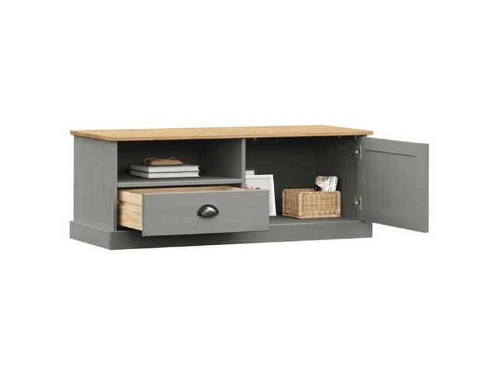 Meuble TV VIGO gris - - 106x40x40 cm - bois d'ingénierie - 1 tiroir - 1 compartiment - Compartiment ouvert 987849