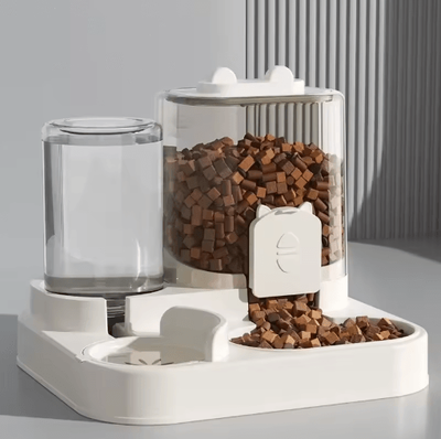 Inspire Picks Automatic Dog & Cat Feeder With Water Fountain Large Capacity Pet Food Dispenser white