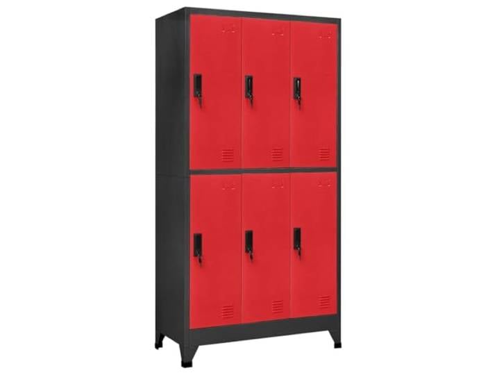 KGHFDVB Stahl Spind Anthrazit Rot 90x45x180 cm Abschließbar mit Lüftungsschlitzen, Kleiderbügel inklusive, Namensschildhalter, für Büro und Schule
