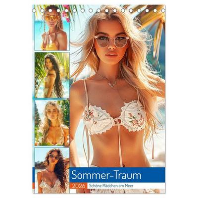 Sommer-Traum. Schöne Mädchen am Meer (Tischkalender 2026 DIN A5 hoch), CALVENDO Monatskalender