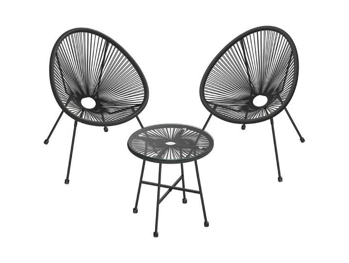 SONGMICS Salon de Jardin Lot 3 Meubles de Terrasse 2 Chaises et 1 Table en Verre Noir GGF013B02