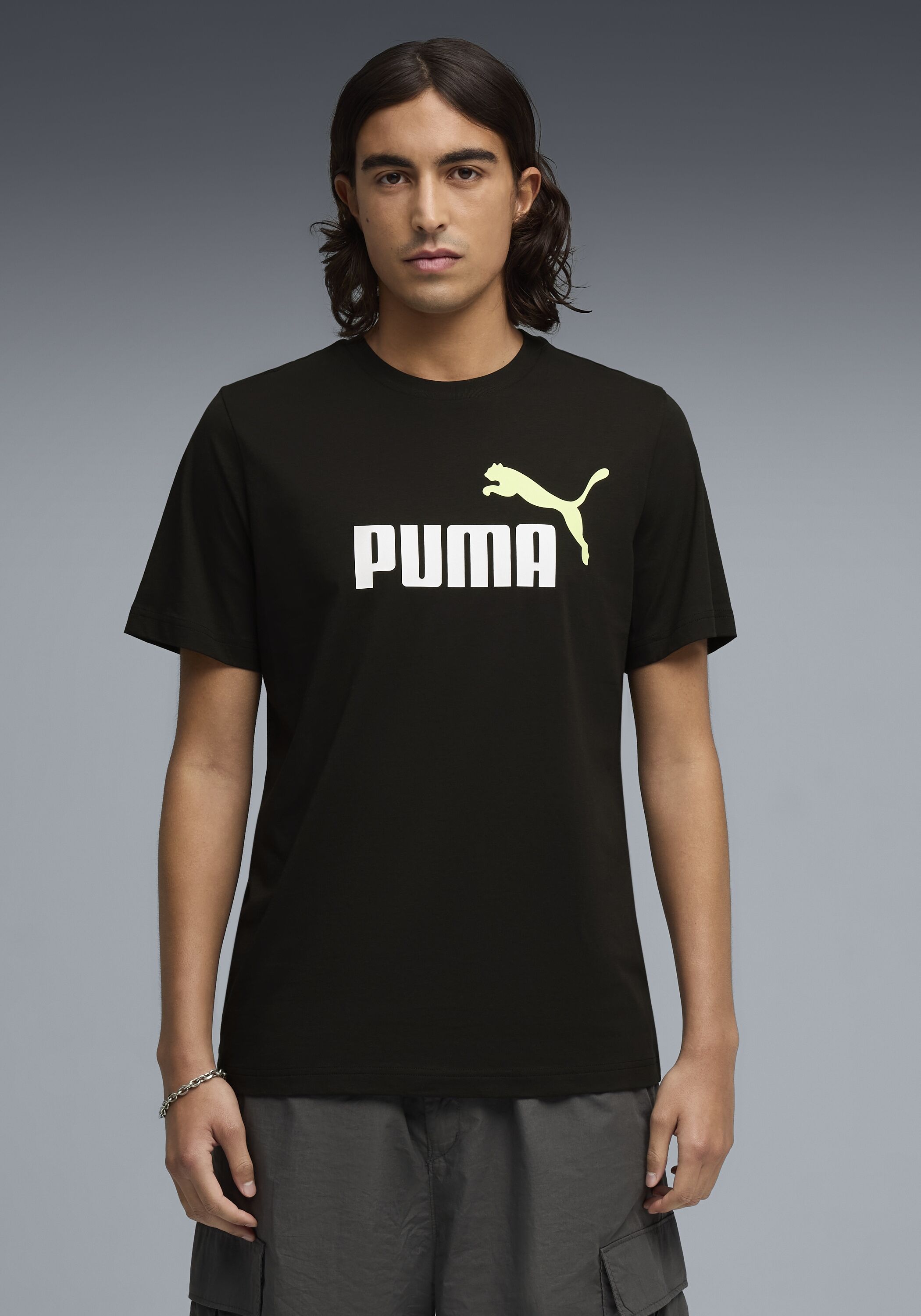 T-Shirt PUMA "GRAPHICS 2 COLOR NO 1 LOGO TEE", Herren, Gr. M, schwarz (puma schwarz, apple spritz), Jersey, Obermaterial: 100% Baumwolle, bedruckt, regular fit normal, Rundhals, Shirts T-Shirt, Kurzarm, mit Rundhalsausschnitt, mit Print-Applikation puma s