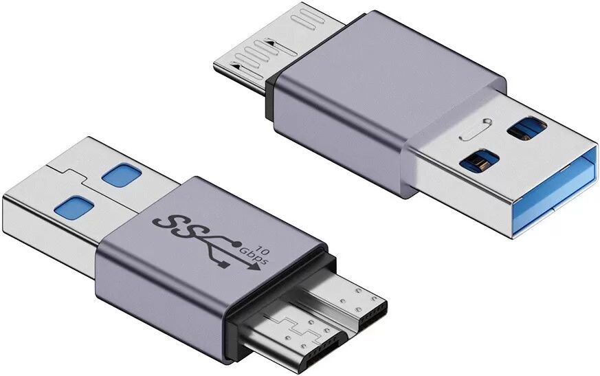 INF Adaptateur USB A Mâle vers Micro B Mâle - Lot de 2, Alliage d'Aluminium, Charge Haute Puissance 3A