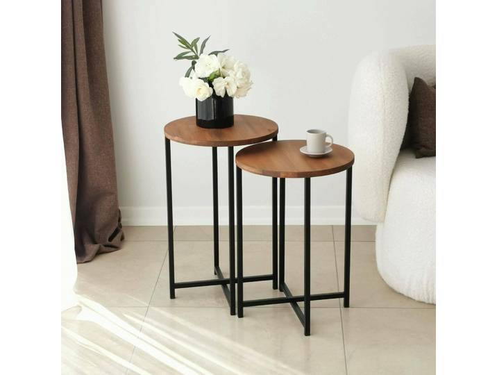 Gwenllian - Table basse\, 70x35x55h cm Chêne Brun\, Forme Ronde