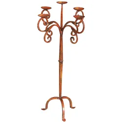 BISCOTTINI INTERNATIONAL ART TRADING BISCOTTINI Handgefertigter schmiedeeiserner bodenkerzenständer mit antikrotem finish, l49xpr49xh94 cm 49x49x94 cm