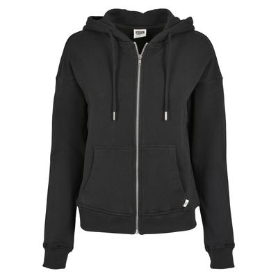 Sweatjacke URBAN CLASSICS "Urban Classics Damen Ladies Organic Terry Zip Hoody", Damen, Gr. 5XL, schwarz, 100% Baumwolle (Bio), unifarben, Rundhals, Sweatjacken Sweatjacke